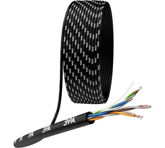 Кабель ЭРА витая пара, U/UTP, 4x2x24AWG, Cat5e, CCA, PE, OUTDOOR, 305м, SIMPLE Б0044436