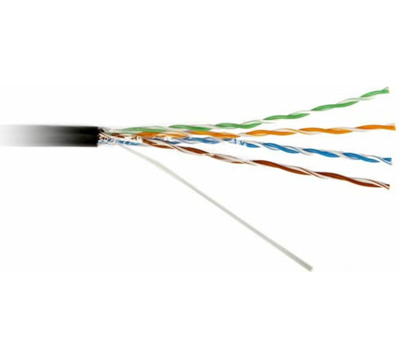Кабель Hyperline, UUTP4-C5E-S24-SW-OUT-PE-BK-500, 500м, витая пара, U/UTP, 5e, 24 AWG 236321