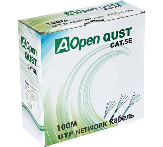 Кабель AOpen/Qust UTP 4 пары кат.5е бухта 100м p/n: ANC5141