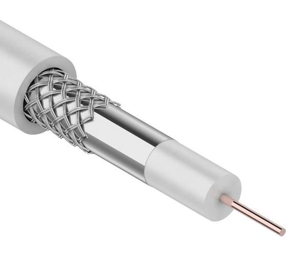 Коаксиальный кабель REXANT 3С-2V, 75 Ом, CCS/Al/Al, 48%, бухта 100 м, белый 01-2611