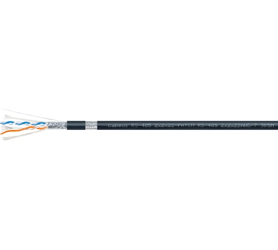 Кабель для интерфейса Cabeus RS-485/422, 2x2x22 AWG (SF/UTP), многожильный (patch), для внутренней и внешней прокладки -40С - +75С, PVC 305м RS-485 2x2x22AWG/7