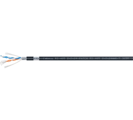 Кабель для интерфейса Cabeus RS-485/RS-422, 2x(2x24 AWG), многожильный (patch), экран - фольга + оплетка 90 процентов, - 40 C - +75 C, PVC 305м RS-485 2x2x24AWG/7
