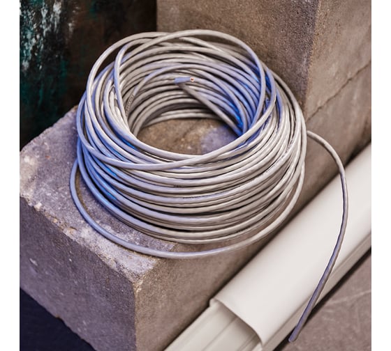 Кабель витая пара PROCONNECT U/UTP, 4PR, 24AWG, CCA, CAT5e, PVC, внутренний, серый, 50 м 01-0043-3-50