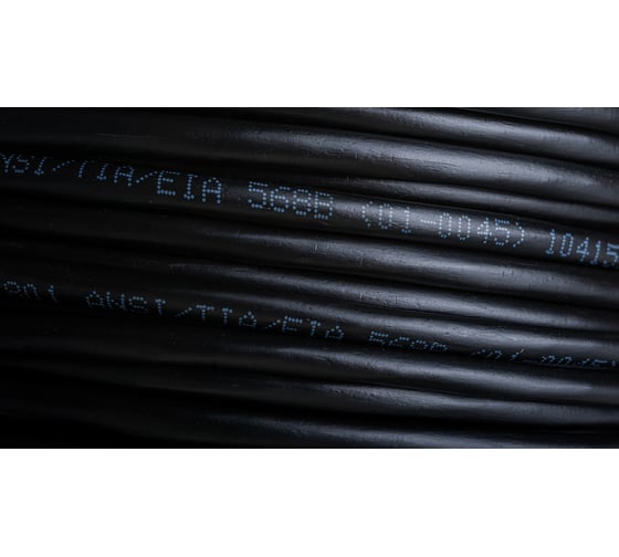 Кабель REXANT UTP 4PR 24AWG, CU, CAT5e, 100 МГц, PE, черный, OUTDOOR, бухта 100 м 01-0045-100