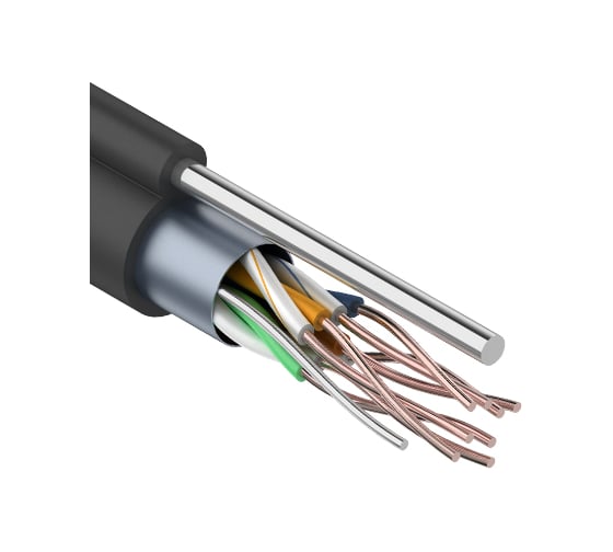 Кабель PROCONNECT витая пара FTP 4PR 24AWG, CAT5e, наружный OUTDOOR + ТРОС1 бухта 305 м 01-0155