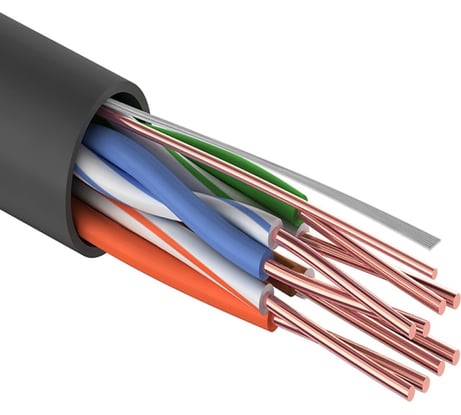 Кабель PROconnect UTP 4PR 24AWG, CCA, CAT5e, PE, черный, OUTDOOR, бухта 100 м 01-0045-3-100