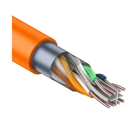 Кабель витая пара REXANT F/UTP CAT6 LSZH нг(А)-HF 4PR 23AWG IN SOLID оранжевый 305 м 01-0151