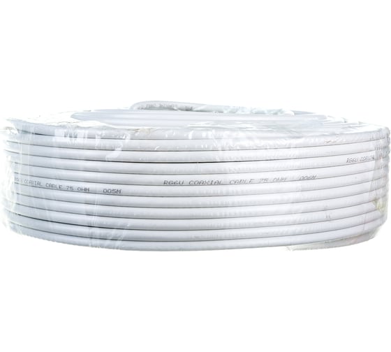 Коаксиальный кабель Cablexpert 75 Ом, 64%, 1мм, CCS, 100м, белый RG-6U-CS-2