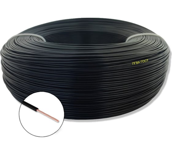 Провод автомобильный ПРОВОДНИК ПГВА 1x10 мм2, Черный, 50м OZ480605L50