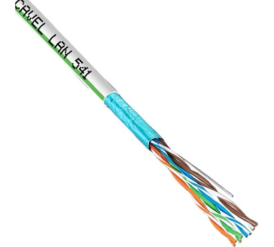 Витая пара CAVEL, LAN 541-VEC 300м, 5e F/UTP, 0,51мм Cu, 6,2 мм PVC, белый/зелёная полоса C001441