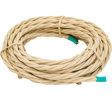 Трехжильный провод Interior Electric ПВХ в полиэфирной оплетке, сечение 3*2,5 цвет слоновая кость 10 м. ПРВ3.25.03.10.СЛ