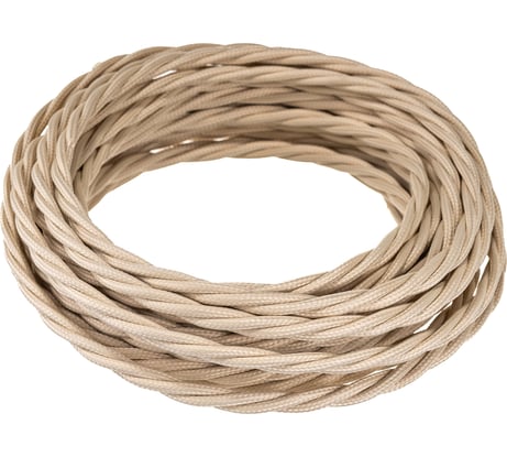 Трехжильный провод Interior Electric ПВХ в полиэфирной оплетке, сечение 3*1,5 цвет слоновая кость 10 м. ПРВ3.15.03.10.СЛ