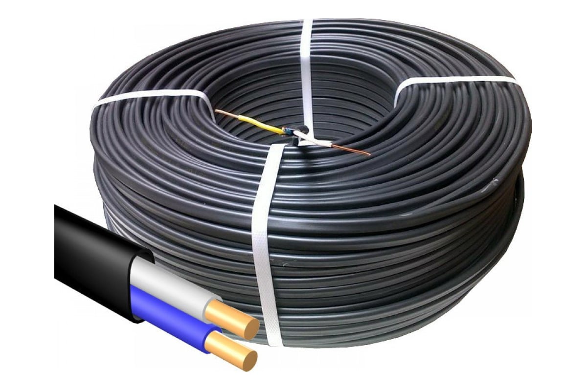 Кабель Промэл твердый плоский негорючий ВВГп-нг 2*1,5 ГОСТ 100М ...