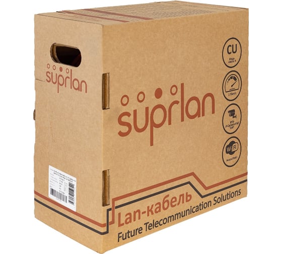 Сетевой интернет кабель витая пара SUPRLAN медный Standard UTP Cat.5e 4x2xAWG24 Cu LSZH нг/А/-HF внутренний 305м 01-0320-1