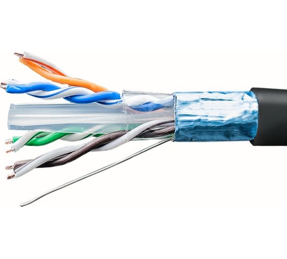 Сетевой интернет кабель витая пара SUPRLAN медный экранированный Six F/UTP Cat.6 4x2xAWG23 Cu PE внешний 305м 01-1018 1
