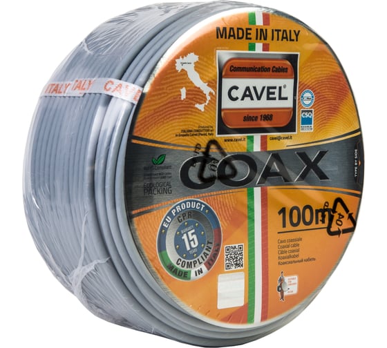 Коаксиальный кабель CAVEL SAT 703 ZH C 100м, 75 Ом, 1,13 мм Cu, 45% CuSn, 6,6 мм, пожаробезоп., C001445