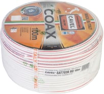 Коаксиальный кабель CAVEL SAT703B_ROC 100м, 75 Ом, 1,13 мм Cu, CuSn 45%, 6,6 мм PVC, красн.полоса, C001659