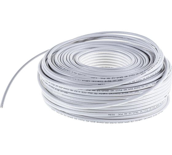 Коаксиальный кабель телевизионный Net.on RG-6 белый CCS 1,02 /21/ / FPE / Al-Pet-Al Foil / Al 64x0,12 / PVC RW 100м 109L