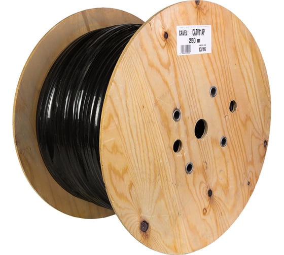 Коаксиальный кабель CAVEL CATV 11 AP 250м, 75 Ом, 1,63 мм Cu, 63% CuSn, 10,1 мм PE, с тросом, C000531