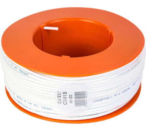 Коаксиальный кабель CAVEL CW 41 S 100м, FeCu 0,41 мм, 70% CuSn, 3,6 мм PVC, белый, C00000005