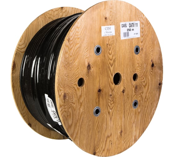 Коаксиальный кабель CAVEL CATV 11 250м, 75 Ом, 1,63 мм Cu, 63% CuSn, 10,1 мм PE, черный, C000527