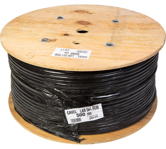 Витая пара CAVEL LAN 541 PEM 500м 5e F/UTP, 0,51мм Cu, 6,2 мм PE, с тросом, черный, C001168