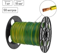 Провод TDM ELECTRIC ПуГВ 1x10,0, ГОСТ, на катушке, 50м, желто-зеленый SQ0124-1619