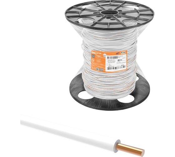 Провод TDM ПуВнг(А)-LS 1x6,0 ГОСТ на катушке (200м), белый SQ0124-0122