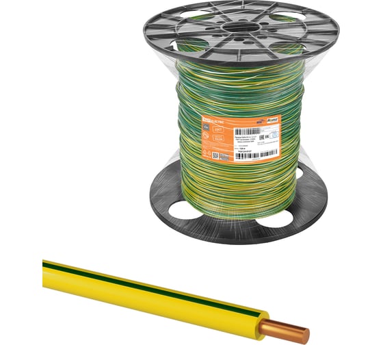 Провод TDM ELECTRIC ПуВнг(А)-LS 1x10,0 ГОСТ на катушке (150м), желто-зеленый SQ0124-0127 1