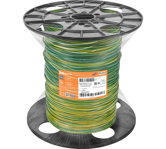 Провод TDM ELECTRIC ПуВнг(А)-LS 1x10,0 ГОСТ на катушке (150м), желто-зеленый SQ0124-0127