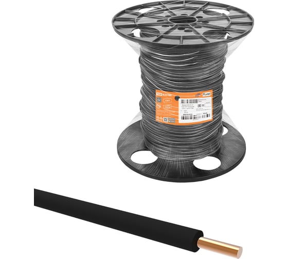Провод TDM ELECTRIC ПуВнг(А)-LS 1x6,0 ГОСТ на катушке (200м), черный SQ0124-0125