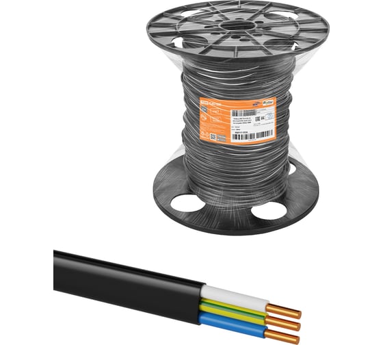 Кабель TDM ВВГ-П нг(А)-LS 3x1,5 ок(N,PE)-0,66 ГОСТ на катушке (200м) SQ0117-0556 1