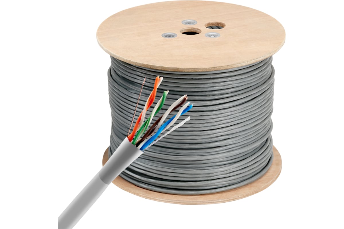 Кабель сетевой BURO UTP 4 пары, cat6, solid 0.52мм, Cu, 305м, серый ...