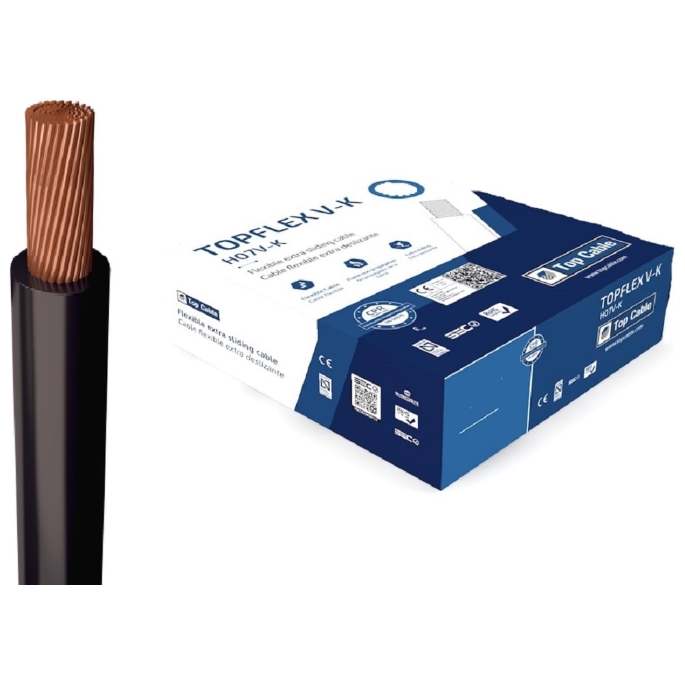 Монтажный гибкий провод Top Cable 1Х0,75, черный, 100 м TOPFLEX V-K ...