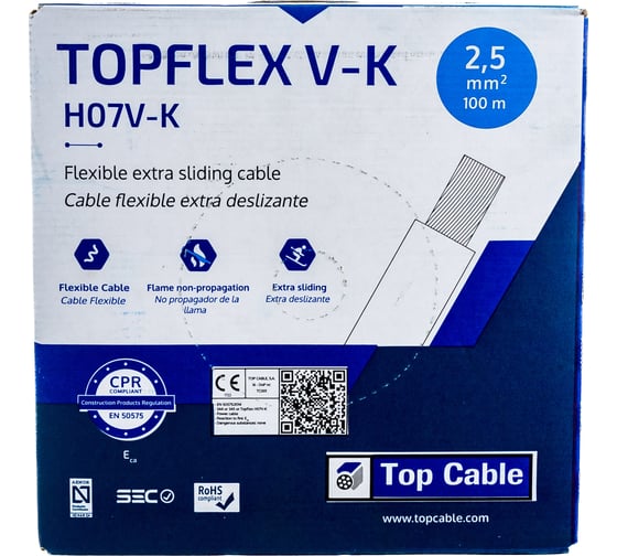 Монтажный гибкий провод Top Cable 1x2.5 голубой TOPFLEX V-K H07V-K 131A002MR100 (100м)