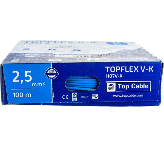 Монтажный гибкий провод Top Cable 1x2.5 голубой TOPFLEX V-K H07V-K 131A002MR100 (100м)