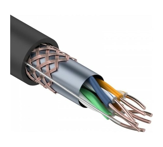 Кабель REXANT витая пара SFTP 4PR 24AWG, CAT5e, наружный, бухта 305 м 01-0344