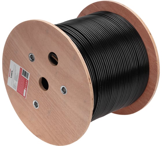 Кабель витая пара REXANT U/UTP, CAT 6, PE, 4PR, 23AWG, OUTDOOR, SOLID, черный, 305м 01-0058