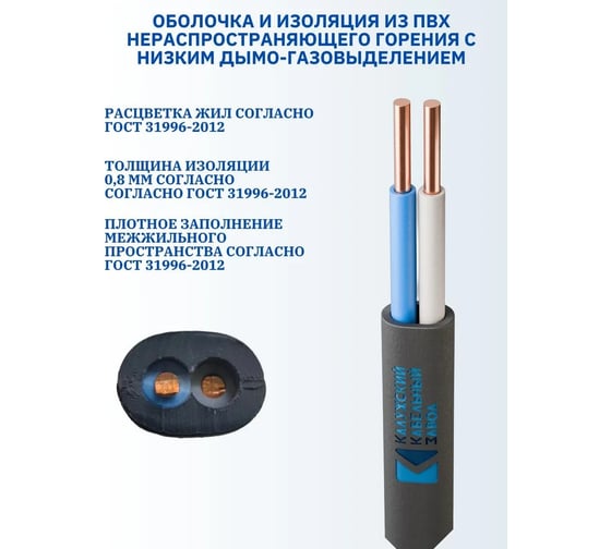 Кабель ВВГ-Пнг (А) LS 2x1,5 ККЗ 100м KKZ40-00000509