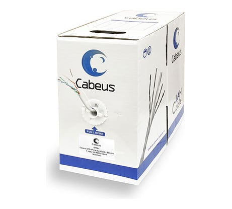 Кабель Cabeus витая пара категория 5e, 4 пары, одножильный, серый, 305 метров UTP-4P-Cat.5e-SOLID-LSZH-GY