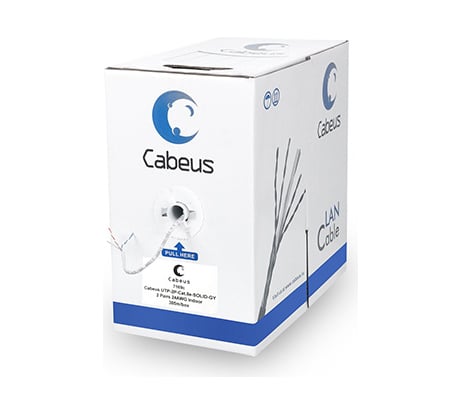 Кабель Cabeus витая пара, категория 5e, 2 пары 0,5мм, одножильный, серый UTP-2P-Cat.5e-SOLID-GY