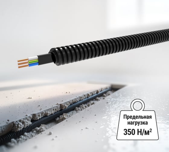 Кабель TDM ELECTRIC ВВГ-Пнг(А)-LS 3х2,5ок(N,PE)-0,66 ГОСТ в гофрированной трубе ПНД d20 черная (50 м) SQ0140-1002
