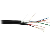 Кабель F/UTP NETLAN 4 пары, Кат.5e, одножильный, медный, с силовым кабелем 0,35мм2, PE, черный, 305м EC-UF004-5E-PC035-PE-BK