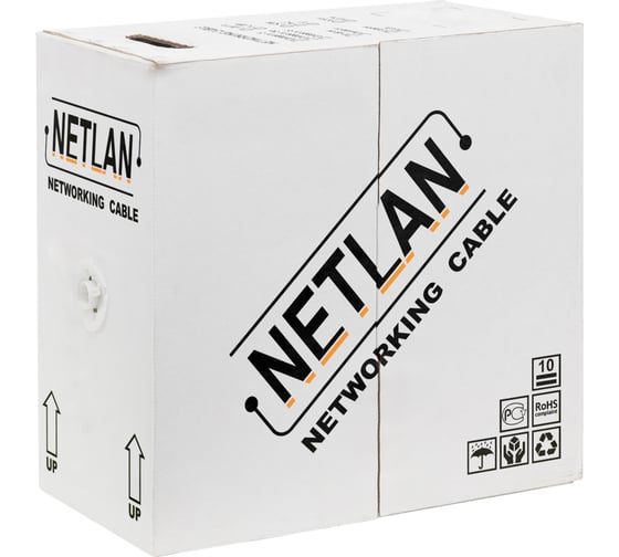 Кабель U/UTP NETLAN 4 пары, Кат.6, одножильный, медный, PE до -40C, черный, 305м EC-UU004-6-PE-BK