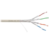 Кабель NIKOMAX S/FTP 4 пары, Кат.7 (Класс F), тест по ISO/IEC, 600МГц, одножильный, BC (чистая медь), 23AWG (0,56мм), полимерный материал нг(А)-LSLTx, внутренний, светло-серый, 500м NMC 4565L-IY