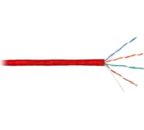 Кабель NIKOMAX U/UTP 4 пары, Кат.5e (Класс D), тест по ISO/IEC, 100МГц, одножильный, BC (чистая медь), 24AWG (0,51мм), полимерный материал нг(А)-HF, внутренний, красный, 305м NMC 4100C-RD