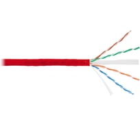 Кабель NIKOMAX U/UTP 4 пары, Кат.6 (Класс E), тест по ISO/IEC, 250МГц, одножильный, BC (чистая медь), 23AWG (0,55мм), полимерный материал нг(А)-HF, внутренний, красный, 305м NMC 4140C-RD