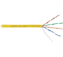 Кабель NIKOMAX U/UTP 4 пары, Кат.5e (Класс D), тест по ISO/IEC, 100МГц, одножильный, BC (чистая медь), 24AWG (0,52мм), полимерный материал нг(А)-HF, внутренний, желтый, 305м NMC 9100C-YL