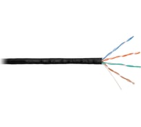 Кабель NIKOMAX U/UTP 4 пары, Кат.5e (Класс D), тест по ISO/IEC, 100МГц, одножильный, BC (чистая медь), 24AWG (0,51мм), полимерный материал нг(А)-HF, внутренний/внешний, черный, 305м NMC 4100C-BK