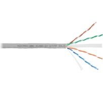 Кабель NIKOMAX U/UTP 4 пары, Кат.6 (Класс E), тест по ISO/IEC, 250МГц, одножильный, BC (чистая медь), 23AWG (0,55мм), поливинилхлорид, внутренний, серый, 305м NMC 4140A-GY